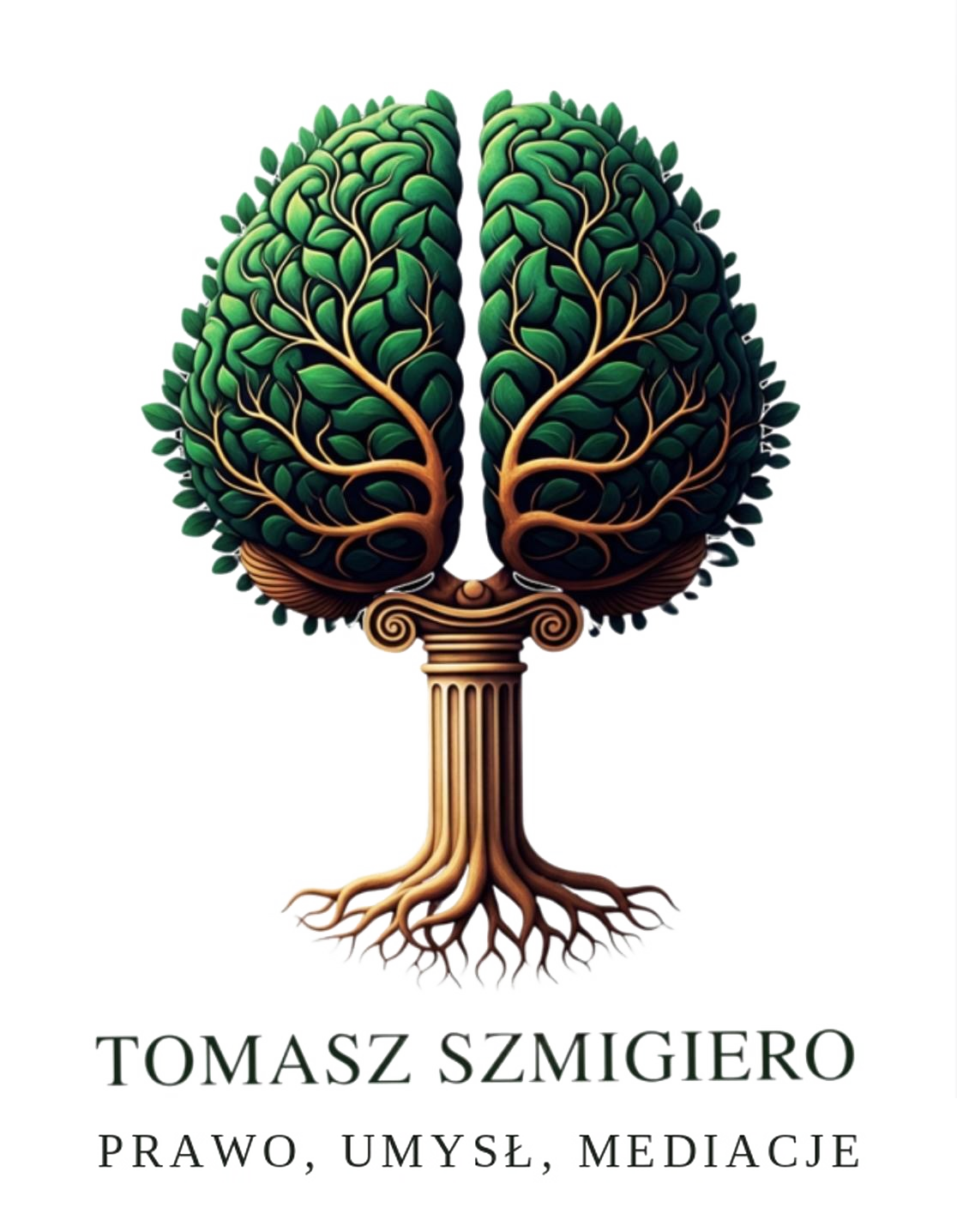 Kancelaria Tomasz Szmigiero — drzewo w kształcie mózgu na jońskiej kolumnie